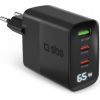 SBS LCD Wall Charger, USB-A, 2x USB-C, LCD, 65 W, Lādētājs Telefonu lādētāji 220v