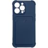 Hurtel   Card Armor Case Pouch Cover for iPhone 12 Pro Card Wallet Silicone Air Bag Armor Case Navy Blue