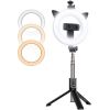 CP X3 LED 16cm Uzlādējama Selfie Lampa ar BT Pulti & Rokturi + Grīdas statīvu 20-90cm + Telefona stiprinājums