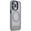 Evelatus Apple  iPhone 15 Pro Rubber Coated MagSafe With Stand Case Silver