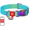 Nylon collar with QR code for Waudog gradient dog, blue , size XL