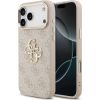 Guess Apple  iPhone 17 Pro Max PU Leather 4G Metal Logo Gold Frame Case Pink