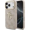 Guess Apple  iPhone 17 Pro PU Leather 4G Metal Logo Gold Frame Case Pink
