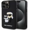 Karl Lagerfeld Apple  iPhone 15 Pro Max Rubber Karl and Choupette Case Black