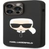 Karl Lagerfeld Apple  iPhone 14 Pro Max Liquid Silicone Karl Head Case Black