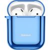 Baseus   Metallic Shining Ultra-thin Silicone Protector Case with Hook for AirPods 1/2 Blue
