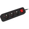 Lanberg Cable Power Strip, 3X French Outlets with Switch, Quality-Grade Copper, 3 m PS1-03E-0300-BK