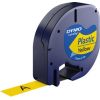 Dymo (S0721620) LetraTag Plastic Label Tape, 12mm x 4m, Black on Yellow