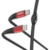 Hama 00201542 Extreme Charging Cable, USB-C - USB-C 1.5m Nylon black/red Data USB kabeļi