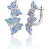 Серебряные серьги на английском замке #2203851(PRh-Gr)_CZ-AQ, Серебро 925°, родий (покрытие), Цирконы, 4.2 гр.