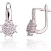 Sudraba auskari ar 'angļu' slēdzēju #2203766(PRh-Gr)_CZ, Sudrabs 925°, rodijs (pārklājums), Cirkoni, 3.1 gr. Ar "angļu" slēdzēju