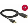 Delock Cable Displayport 1.2 (M) - High Speed HDMI-A (M) passivev 4K,  2m; black