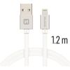 Swissten Tekstila Datu un Uzlādes Kabelis Apple Lightning / USB A 1.2m Sudraba