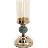 Candlestick LAUDRE D11xH25cm, green/gold