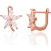 Sudraba auskari ar 'angļu' slēdzēju #2204286(PAu-R)_CZ, Sudrabs 925°, sarkanais zelts (pārklājums), Cirkoni, 2.8 gr. Ar "angļu" slēdzēju