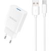 Dudao   Dudao A4EU USB-A 2.1A wall charger - white + USB-A - USB-C cable
