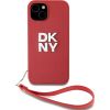 DKNY Apple  DKNY PU Leather Stack Logo Wrist Strap Case for iPhone 14 Red Neoriģinālie Maciņi