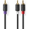 Kabelis Nedis 1x RCA - 2x RCA Subwoofer 3m Проводa