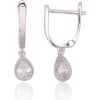Серебряные серьги на английском замке #2203751(PRh-Gr)_CZ, Серебро 925°, родий (покрытие), Цирконы, 2.2 гр. Ar "angļu" slēdzēju