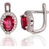 Sudraba auskari ar 'angļu' slēdzēju #2202954(PRh-Gr)_CZ+CZ-RO, Sudrabs 925°, rodijs (pārklājums), Cirkoni, 2.3 gr. Ar "angļu" slēdzēju