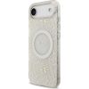 Guess Apple  iPhone 17 Air Silicone case with MagSafe IML Flowers Allover with Pearl Strap White Neoriģinālie Maciņi