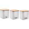 Kinghoff Virtuves konteineru komplekts, 3 gab., tērauds un bambuss, balts, 11.5 × 11.5 × 12.3 cm, KH 1526, Ki Citi virtuves piederumi