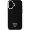 Guess PU Grained Triangle Logo Case Aizsargapvalks priekš Apple iPhone 16 Neoriģinālie Maciņi