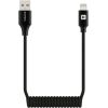 Evelatus   AutoSpring Coiled Cable USB A to Lightning 1.2M cable Black Data USB kabeļi