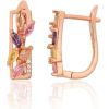 Sudraba auskari ar 'angļu' slēdzēju #2204316(PAu-R)_CZ+CZ-MIX, Sudrabs 925°, sarkanais zelts (pārklājums), Cirkoni, 3.8 gr. Ar "angļu" slēdzēju