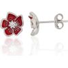 Sudraba auskari-puseti #2204298(PRh-Gr)_CZ+ML-R, Sudrabs 925°, rodijs (pārklājums), Cirkoni, Juvelieru emalja, 1.8 gr. Puseti