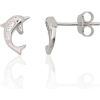 Sudraba auskari-puseti #2204292(PRh-Gr)_CZ, Sudrabs 925°, rodijs (pārklājums), Cirkoni, 0.9 gr. Puseti