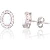 Sudraba auskari-puseti #2204143(PRh-Gr)_CZ+OP-W, Sudrabs 925°, rodijs (pārklājums), Cirkoni, Opalīts, 1.6 gr. Puseti
