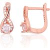 Sudraba auskari ar 'angļu' slēdzēju #2204106(PAu-R)_CZ, Sudrabs 925°, sarkanais zelts (pārklājums), Cirkoni, 2.1 gr. Ar "angļu" slēdzēju
