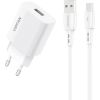 Network charger VFAN E01, 1x USB, 2.4A + USB-C cable (white) Jaunumi - Datori