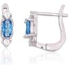 Sudraba auskari ar 'angļu' slēdzēju #2204112(PRh-Gr)_CZ+CZ-LB, Sudrabs 925°, rodijs (pārklājums), Cirkoni, 1.7 gr. Ar "angļu" slēdzēju