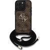 Guess PU 4G Metal Logo Crossbody Strap Case Aizsargapvalks priekš iPhone 15 Pro Max / brūns Neoriģinālie Maciņi