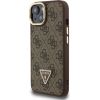Guess PU 4G Strass Triangle Logo Stand Camera Frame MagSafe Case Защитный чехол для iPhone 14 / коричневый Чехлы - альтернативные