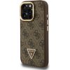 Guess PU 4G Strass Triangle Logo Stand Camera Frame MagSafe Case Защитный чехол для iPhone 15 Pro Max / коричневый Чехлы - альтернативные