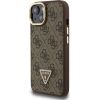 Guess PU 4G Strass Triangle Logo Stand Camera Frame MagSafe Case Защитный чехол для iPhone 15 / коричневый Чехлы - альтернативные
