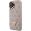 Guess PU 4G Strass Triangle Logo Stand Camera Frame MagSafe Case Aizsargapvalks priekš iPhone 16 / rozā Neoriģinālie Maciņi