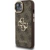 Guess PU 4G Metal Logo Stand Camera Frame Case Aizsargapvalks priekš iPhone 15 / brūns Neoriģinālie Maciņi