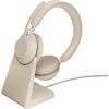 Jabra Evolve2 65 USB-C Beige UC Chrg stand Stereo Austiņas