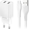 Charger Awei C15T-EU 10W 2xUSB-A + USB-A to USB-C cable 1.0m white Telefonu lādētāji 220v