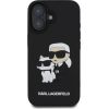 Karl Lagerfeld 3D Rubber Karl and Choupette Case Aizsargapvalks priekš iPhone 16 / melns Neoriģinālie Maciņi