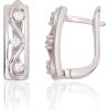 Sudraba auskari ar 'angļu' slēdzēju #2204230(PRh-Gr)_CZ, Sudrabs 925°, rodijs (pārklājums), Cirkoni, 3.4 gr. Ar "angļu" slēdzēju