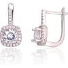 Sudraba auskari ar 'angļu' slēdzēju #2203761(PRh-Gr)_CZ, Sudrabs 925°, rodijs (pārklājums), Cirkoni, 4.6 gr. Ar "angļu" slēdzēju
