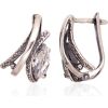 Sudraba auskari ar 'angļu' slēdzēju #2203583(POx-Bk)_CZ, Sudrabs 925°, oksids (pārklājums), Cirkoni, 4.1 gr. Ar "angļu" slēdzēju