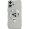 Karl Lagerfeld Ringstand Karl and Choupette MagSafe Case Aizsargapvalks priekš iPhone 16 Plus ar gredzenu / balts Neoriģinālie Maciņi