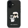 Karl Lagerfeld PU Saffiano Karl and Choupette Aizsargapvalks priekš iPhone 16 Plus / melns Neoriģinālie Maciņi