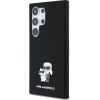 Karl Lagerfeld Liquid Silicone Metal Karl and Choupette Case Aizsargapvalks priekš Samsung Galaxy S24 Ultra / melns Neoriģinālie Maciņi
